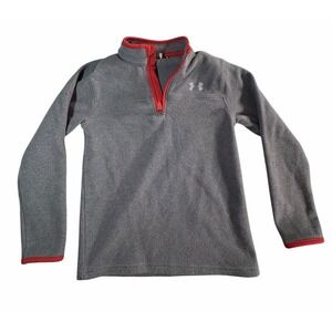 Under Armour Fleece Sweater Boys Size 6 Gray T Zip Long Sleeve Performance